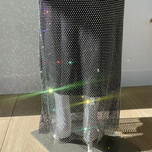 ZARA RHINESTONE MESH DRESS SPARKLY BLACK MULTI CHROME 2142/290 - Picture 10 of 14